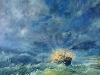 Chalutier chahuté. Huile sur toile 100 X 80 cm Médaille du salon ESART Galeria , Barcelone, Février 2018. Disponible à la vente