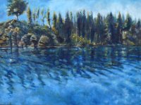 Etang de Penmur Huile sur toile 60 x 70 Disponible à la vente