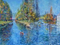 Un dimanche à Malestroit Huile sur toile, 54 X 65cm Disponible à le vente