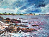 Les rochers de Billiers Toile 18 x24cm Disponible à la vente