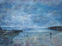 Hors saison sur la plage. Huile sur toile 50 x 60 Disponible à la vente