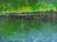 Lac de Miers (Lot) Le lac de la source Salmière de Miers (Lot) Huile sur panneau toilé 28 x 39 cm Disponible à la vente