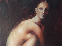 femme à la natte Huile sur toile Format 46 x38 Disponible