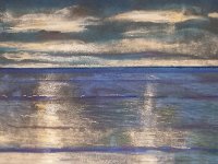 Jeu sur la plage au crépuscule Pastel 40 x 30 cm Disponible